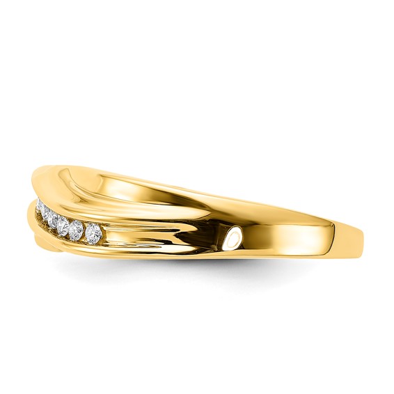 10k Yellow Gold Polished Curved Diamond Men's Ring