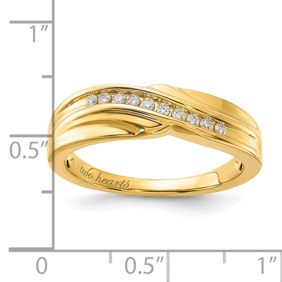 10k Yellow Gold Polished Curved Diamond Men's Ring