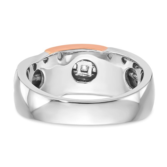 10K Two-tone Polished & Brushed Diamond Ring