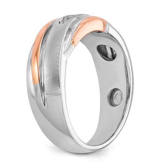 10K Two-tone Polished & Brushed Diamond Ring