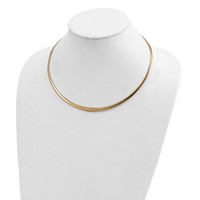 14K Necklace with White Rhodium 3.00-6.00mm Graduated Reversible Omega, 16" view 2