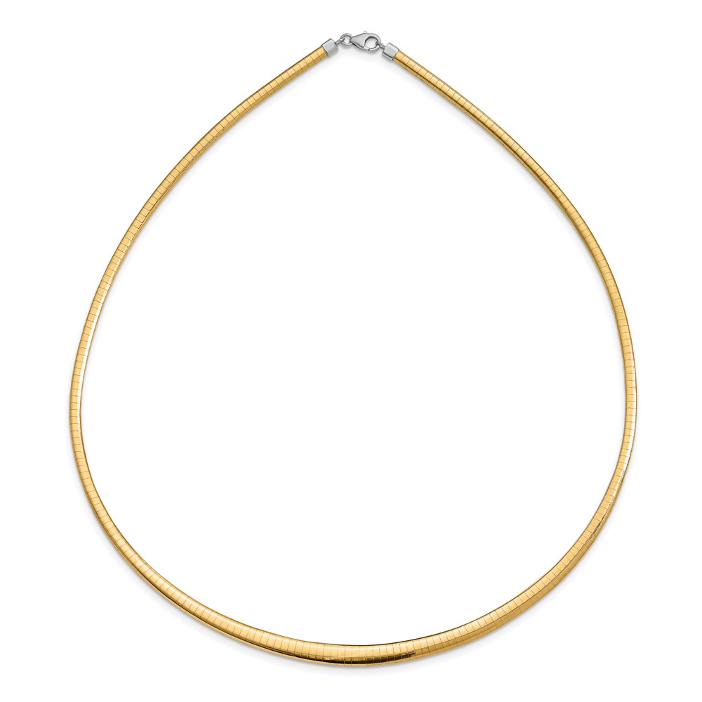 14k with White Rhodium 3.00-6.00mm Graduated Reversible 18 inch Omega Necklace (RDG6-18)