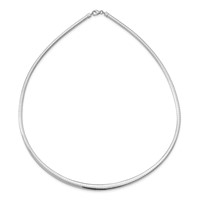 14K Necklace with White Rhodium 3.00-6.00mm Graduated Reversible Omega, 16" view 4