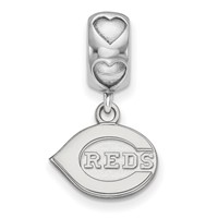 Sterling Silver Rh-plated LogoArt Cincinnati Reds C Reds on Heart Bead view 2