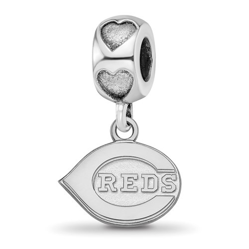 Sterling Silver Rh-plated LogoArt Cincinnati Reds C Reds on Heart Bead