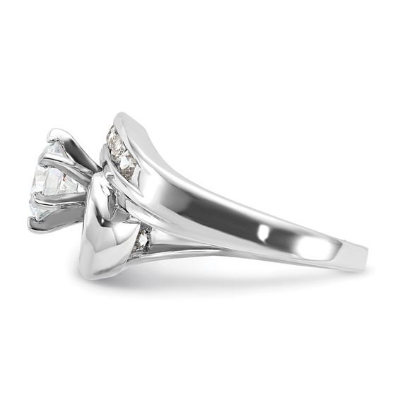 Sterling Silver Rhodium-plated Polished Diamonore CZ Bypass Ring