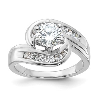 Sterling Silver Rhodium-plated Polished Diamonore CZ Bypass Ring