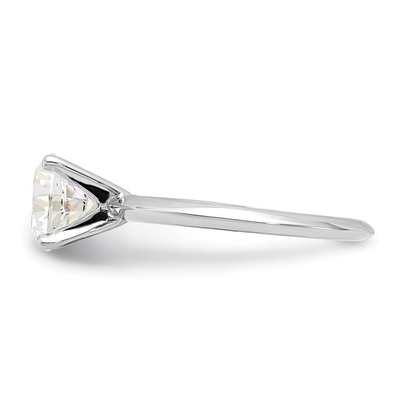 Sterling Silver Rhodium-plated 7.5mm Round Solitare Diamonore CZ Ring