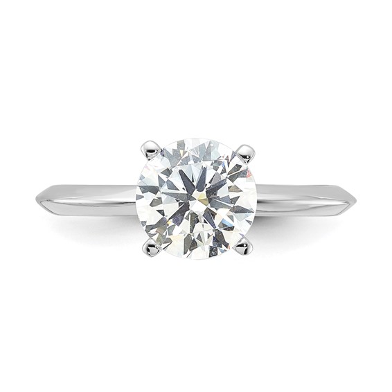 Sterling Silver Rhodium-plated 7.5mm Round Solitare Diamonore CZ Ring