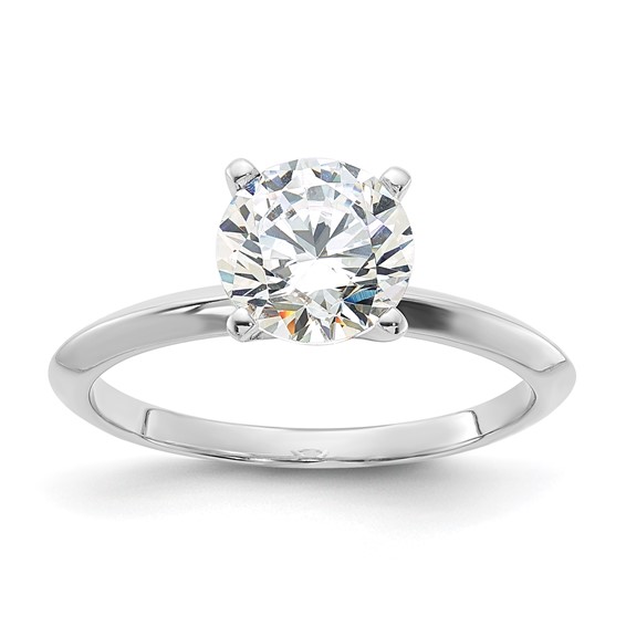 Sterling Silver Rhodium-plated 7.5mm Round Solitare Diamonore CZ Ring