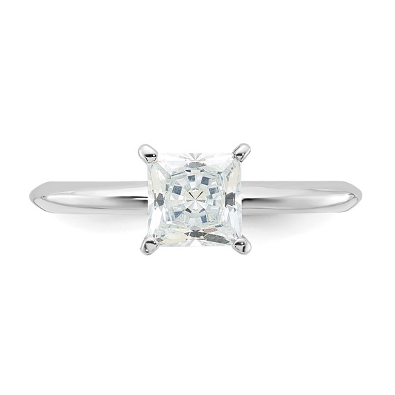 Sterling Silver Rhodium-plated 5.5mm Princess Cut Diamonore CZ Ring