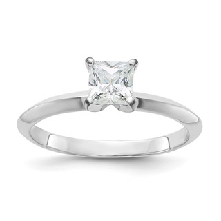 Sterling Silver Rhodium-plated 4.75mm Princess Cut Diamonore CZ Ring