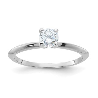 Sterling Silver Rhodium-plated 5mm Round Solitare Diamonore CZ Ring