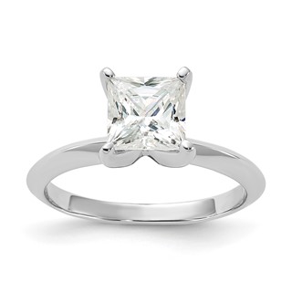 Sterling Silver Rhodium-plated 6.5mm Princess Cut Diamonore CZ Ring