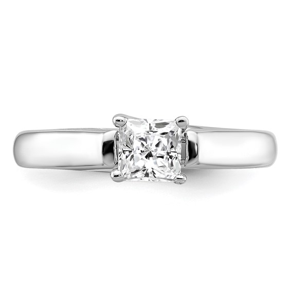Sterling Silver Rhodium-plated Diamonore 4.5mm Princess Cut Ring
