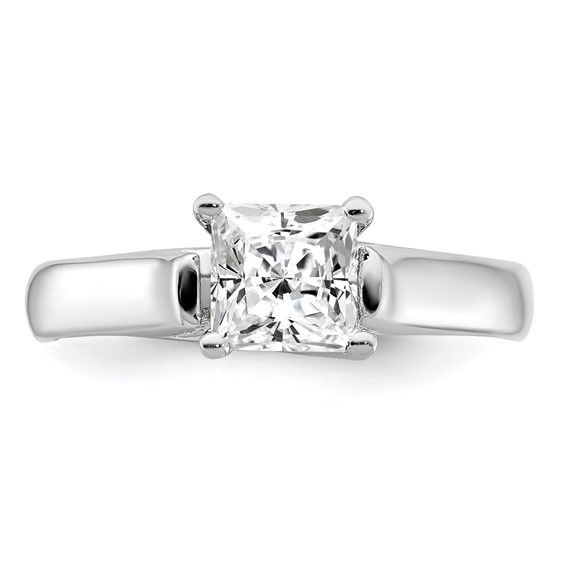 Sterling Silver Rhodium-plated Diamonore 5.5mm Princess Cut Ring