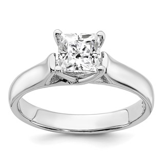 Sterling Silver Rhodium-plated Diamonore 5.5mm Princess Cut Ring