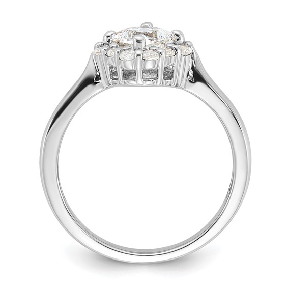 Sterling Silver Rhodium-plated Diamonore Halo Princess-cut Ring