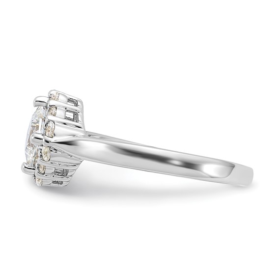 Sterling Silver Rhodium-plated Diamonore Halo Princess-cut Ring
