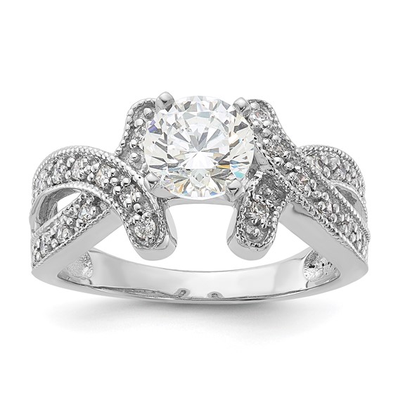 Sterling Silver Rhodium-plated Diamonore Fancy Ring