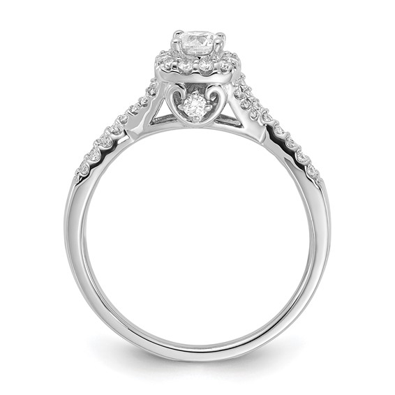 14k White Gold Polished Diamond Semi-Mount Halo Twisted Engagement Ring