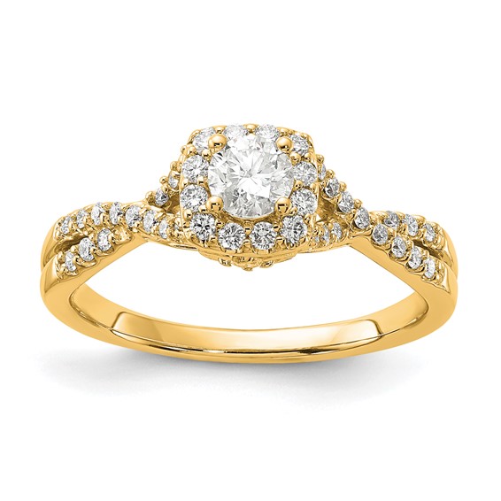 14k Diamond Semi-Mount Halo Twisted Engagement Ring, Promise brand