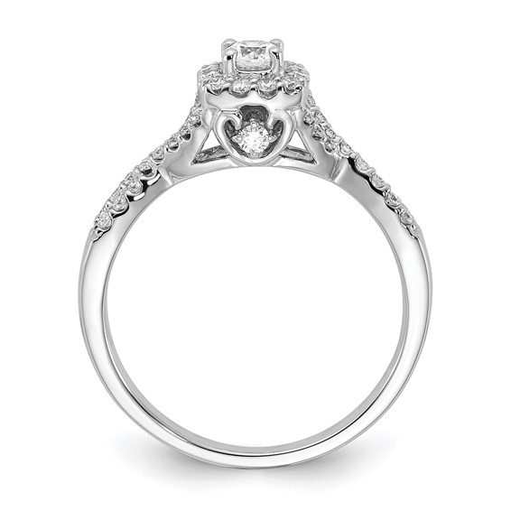 14k White Gold Polished Diamond & CZ Center Halo Twisted Engagement Ring