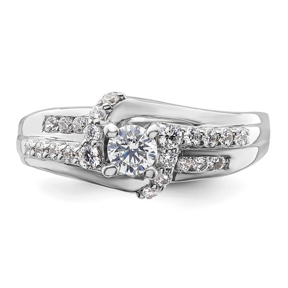 Sterling Silver Polished Fancy CZ Ring