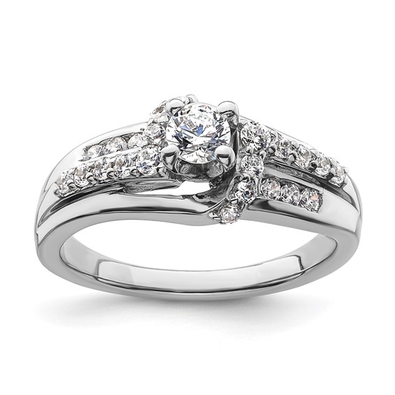 Sterling Silver Polished Fancy CZ Ring