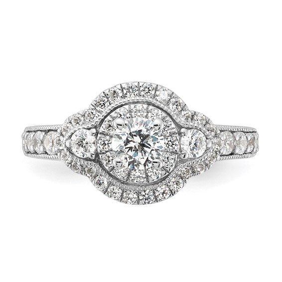 Sterling Silver Rhodium-plated Fancy Double Halo Diamonore CZ Ring