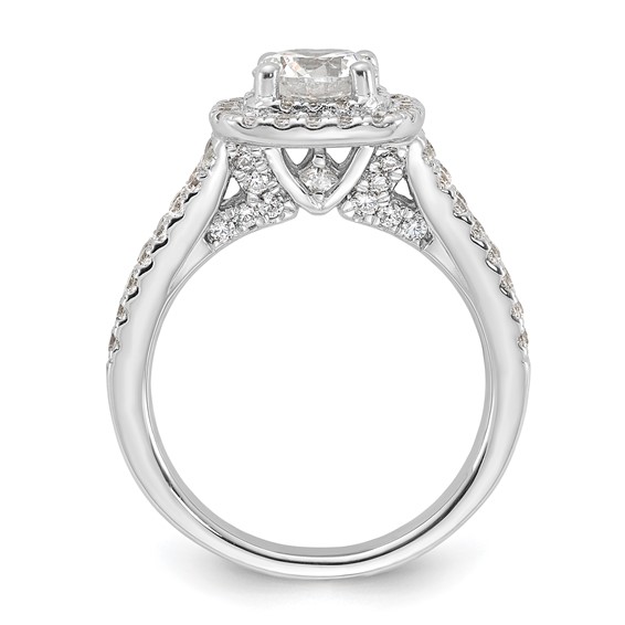 Sterling Silver Rhodium-plated Round Diamonore CZ Square Halo Ring