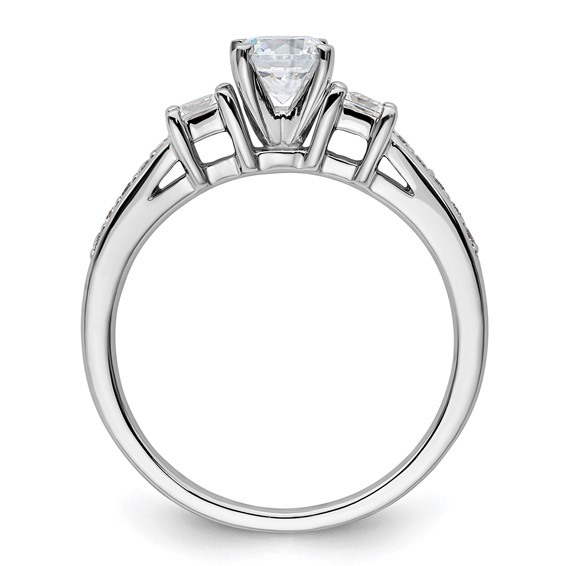 Sterling Silver Polished Round & Square CZ Ring