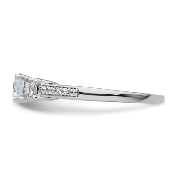 Sterling Silver Polished Round & Square CZ Ring