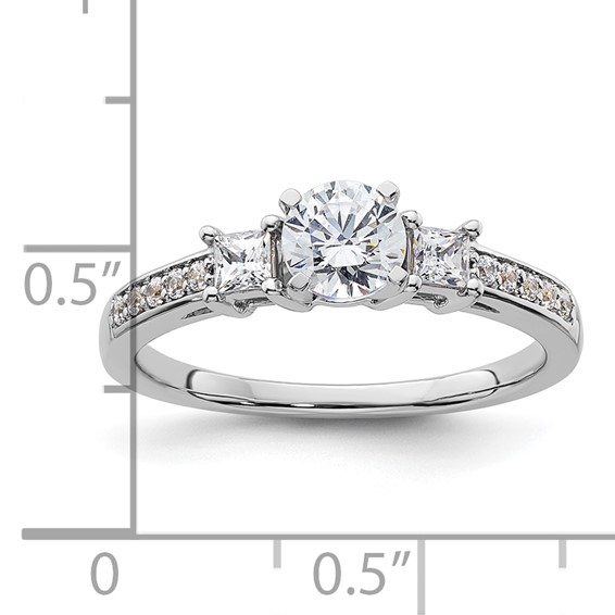 Sterling Silver Polished Round & Square CZ Ring