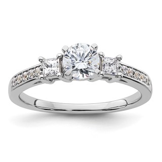 Sterling Silver Polished Round & Square CZ Ring