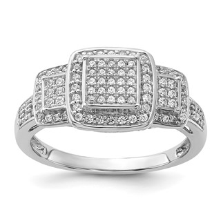 Sterling Silver Polished Triple Cushion Shape CZ Cluster Ring