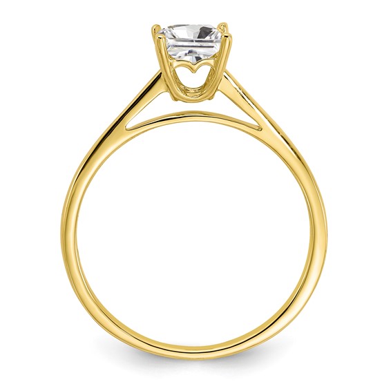 10k Polished 5.0mm Princess Cut Solitare CZ Ring