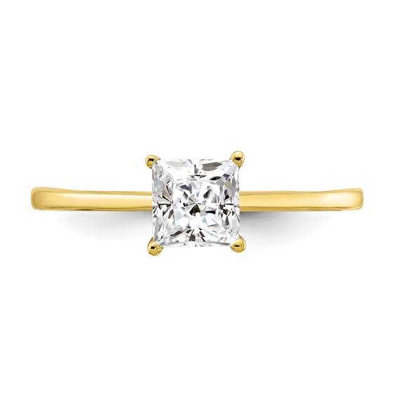 10k Polished 5.0mm Princess Cut Solitare CZ Ring