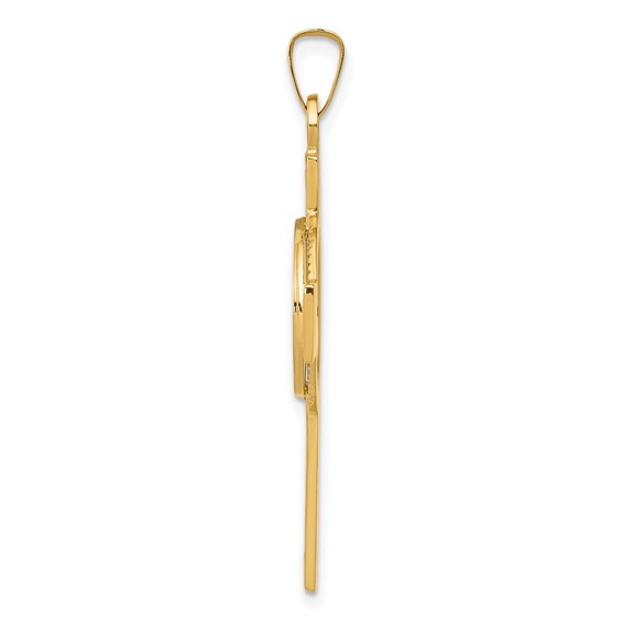 14k Polished Solid Cross with St Anthony Medal Pendant