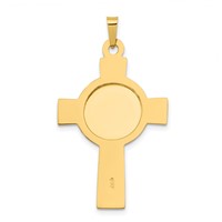 14K Yellow Gold Polished Solid Cross Pendant with St Anthony Medal view 4