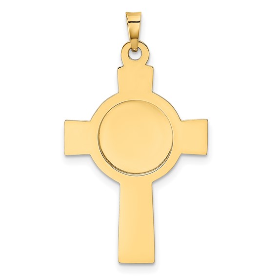 14k Polished Cross with St. Christopher Medal Pendant