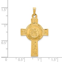 14K Yellow Gold Polished Cross Pendant with St. Christopher Medal view 4