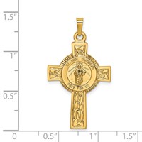 14K Yellow Gold Polished Cross Pendant with St. Jude Thaddeus Medal view 3