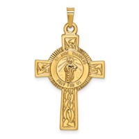 14K Yellow Gold Polished Cross Pendant with St. Jude Thaddeus Medal view 1
