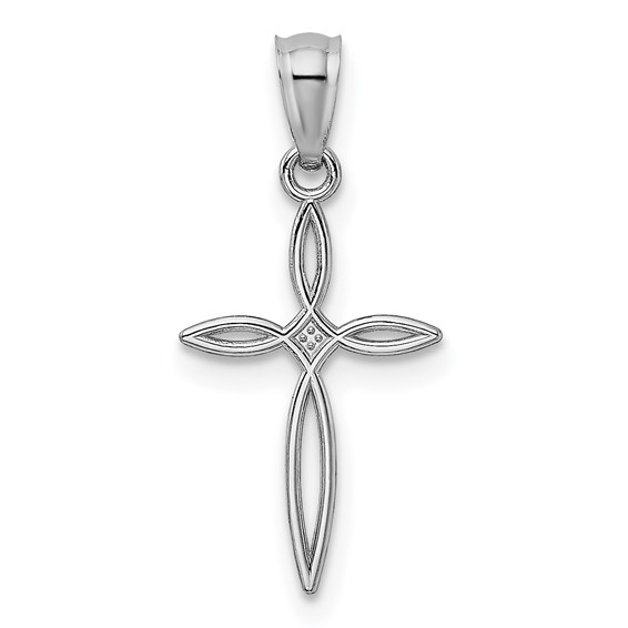 14k White Gold Passion Cross Charm
