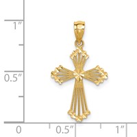 14K Cut-Out Stripes Cross with Heart Charm view 3