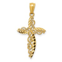 14K Scroll Design Cross Pendant view 1