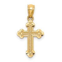 14K Small Budded Cross Charm view 1
