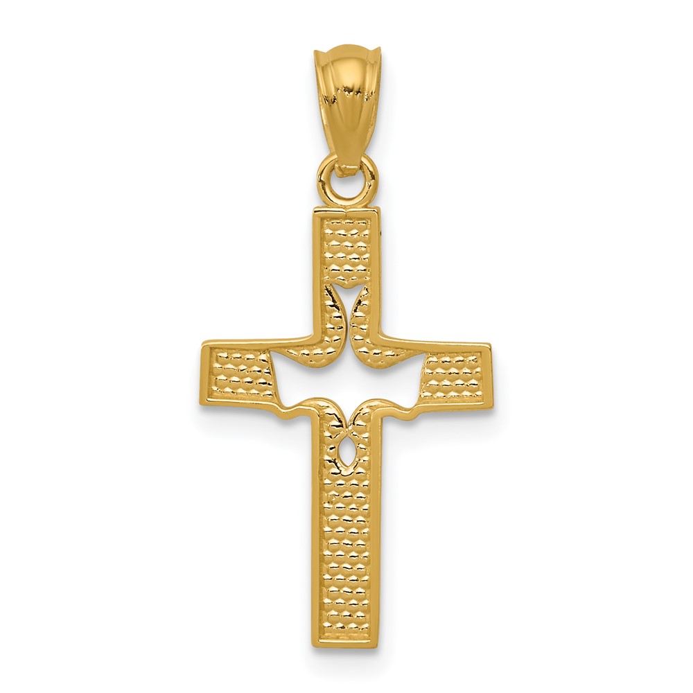 14k Dove Cross Pendant (REL122)