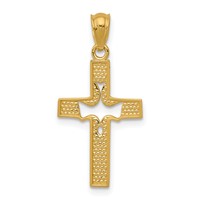 14K Yellow Gold Dove Cross Pendant view 4